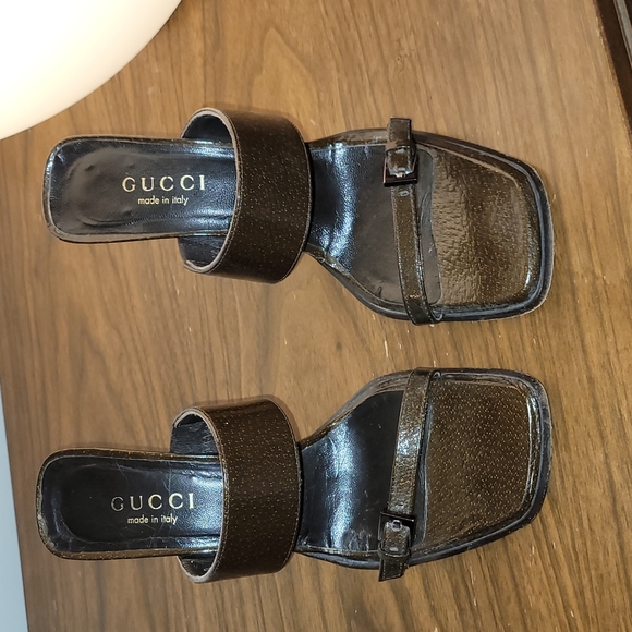GUCCI heels sandals size 8 bronze stunning and fun - Picture 2 of 12